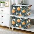 thumbnail image 2 of Yayeee Foldable Storage Basket for Shelves with Handles Set of 2 Waterproof Cloth Bins, Green Oranges, 2 of 7