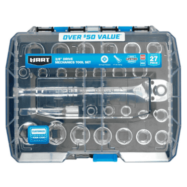 HART 27-Piece 3/8-inch Mechanics Tool Set, Chrome Finish