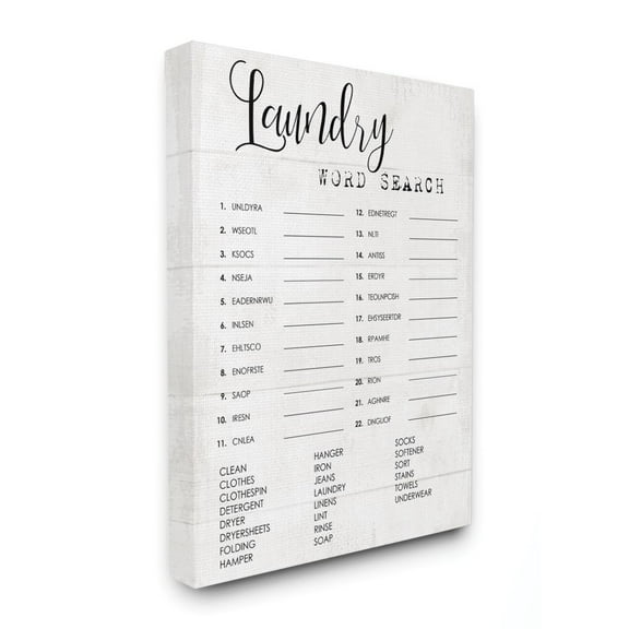 Laundry Word Scramble Fun Family Word Design Stretched Canvas Wall Art by Daphne Polselli