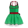 thumbnail image 4 of Doomiva Kids Girls Sparkly Sequins Bow Sleeveless Leotard Tutu Dress Christmas Dancewear Green 6, 4 of 7
