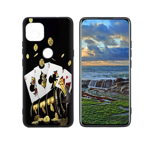 Cards-Casino Phone Case, Degined for Moto One 5G Ace Case Men Women, Flexible Silicone Shockproof Case for Moto One 5G Ace