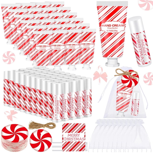 Set de bálsamo labial para manos Christmas Candy Cane, 144 unidades