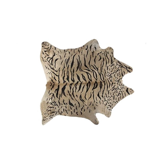 Home Roots Beddings 332285 Togo Cowhide Rug, Tiger Black On Natural - 6 x 7 ft.