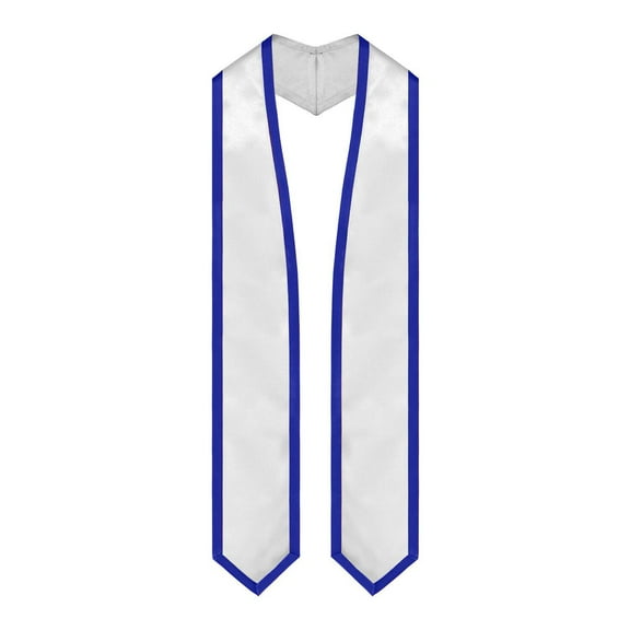 Endea Graduation White/Royal Blue Plain Graduation Stole with Trim Color  Classic End
