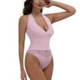 thumbnail image 2 of ITSAME Womens Shapewear Bodysuit, Tight Fit Tummy Control Halter Seamless Jumpsuit Pink S, 2 of 6