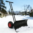 thumbnail image 2 of INTER HUT 29.1" Heavy Duty Snow Shovel with Wheels, Dual Rod Snow Pusher with Adjustable Angle & Height Ergonomic Handle, 2 of 10