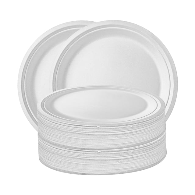 Traje de vajilla 50 Unids Platos Redondos Desechables de 10 Pulgadas Juego de Vajilla de Papel Compostable Vajilla de Cumpleaños Degradable Ecológica para Barbacoas Camping Picnics Fiesta Irfora Traje de vajilla