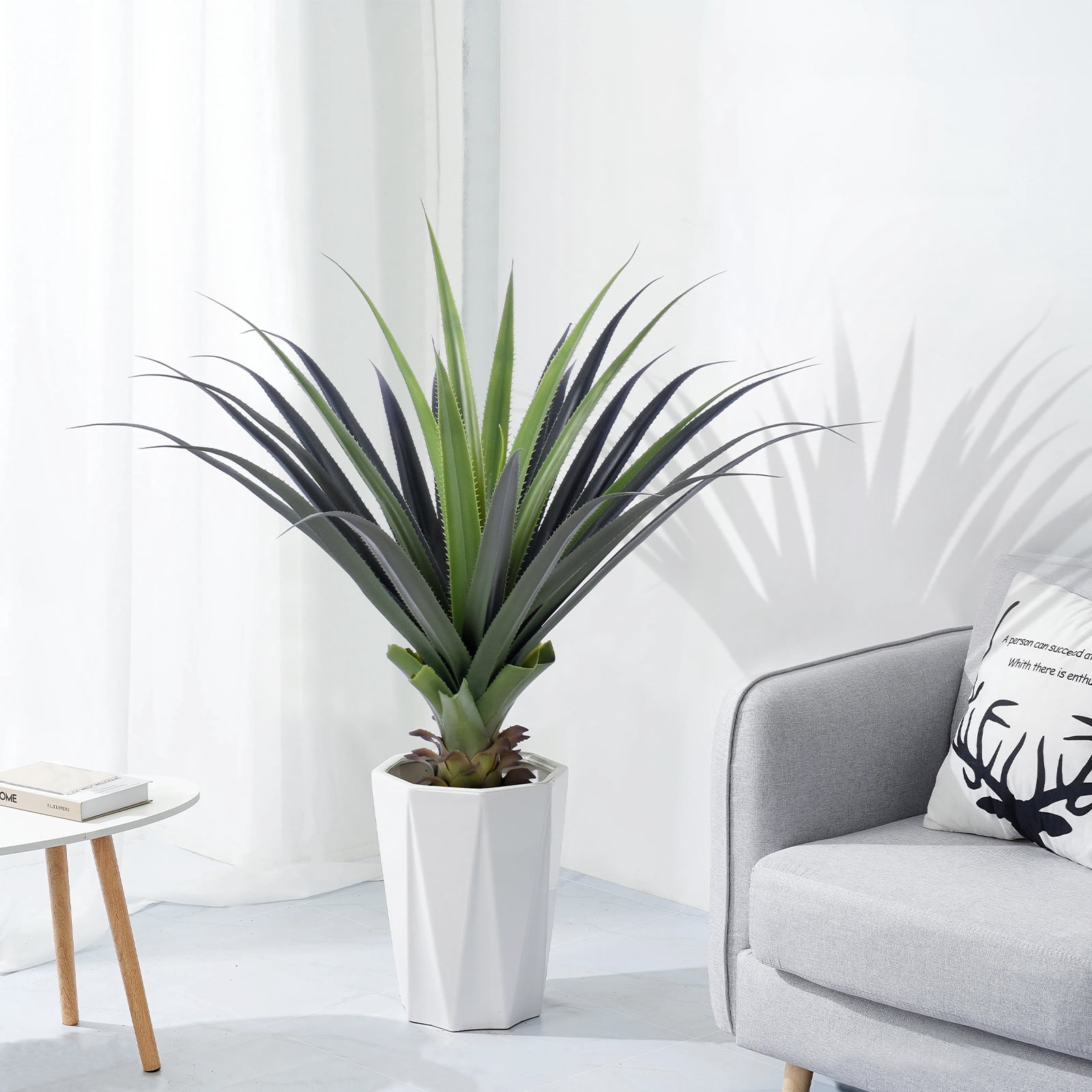 3ft Artificial Spiked Agave Plant, Small Faux Floor Plant for Front Porch, Patio, Home, Office and Indoor Outdoor Decor