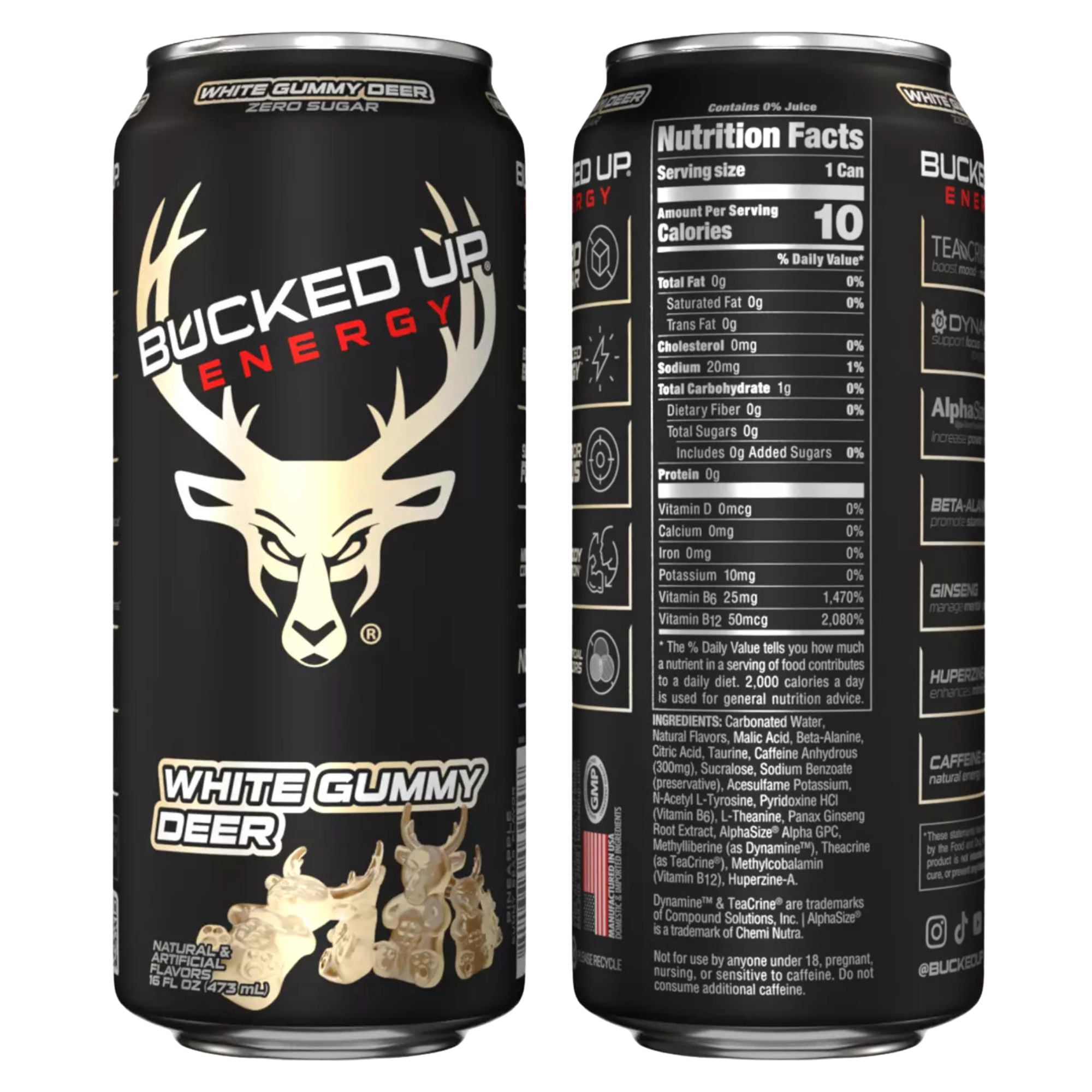 Bucked Up Energy Drink 4‑Flavor Sampler Pack, 4 Cans, Zero Sugar