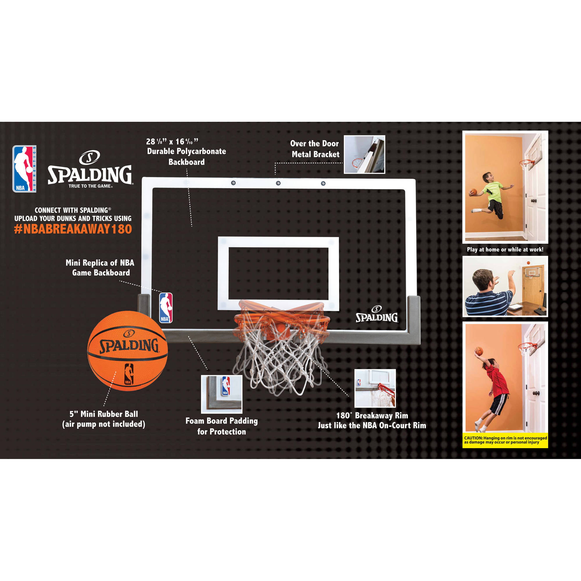 Spalding Slam Jam Over-the-Door Mini Basketball Hoop l