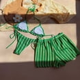 thumbnail image 5 of vigerkar Sexy Halter String Striped Triangle Boyshorts Bikini Sets Bathing Suit 3 Piece (Green, L), 5 of 6