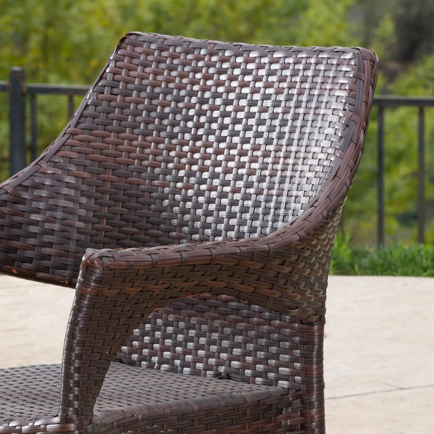Resin Chair Set of 4, Outdoor Stackable Patio Dining Chairs for Garden Deck, Brown