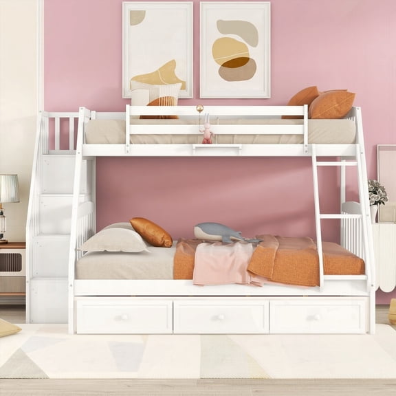 Solid Construction & Max Space Twin-Over-Full Bunk Bed|White