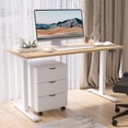 thumbnail image 3 of 3 Drawer Mobile File Cabinet Vertical Filing Cabinet Rolling Wood Mobile File Cabinets Under Desk for Home Office with Casters (Non-Assembled), 3 of 12
