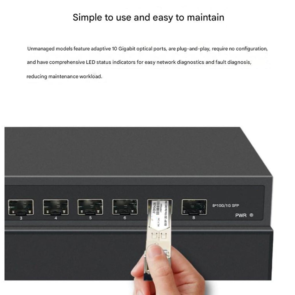 ABS 8 Port 10Gbps Ethernet Networking Fiber Opticals Switching Unmanaged for Fast Speed Data Transfer