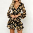 thumbnail image 2 of Pompotops Femmes Mode Casual V-Cou à Manches Longues Imprimé Cravate Robe, 2 of 9