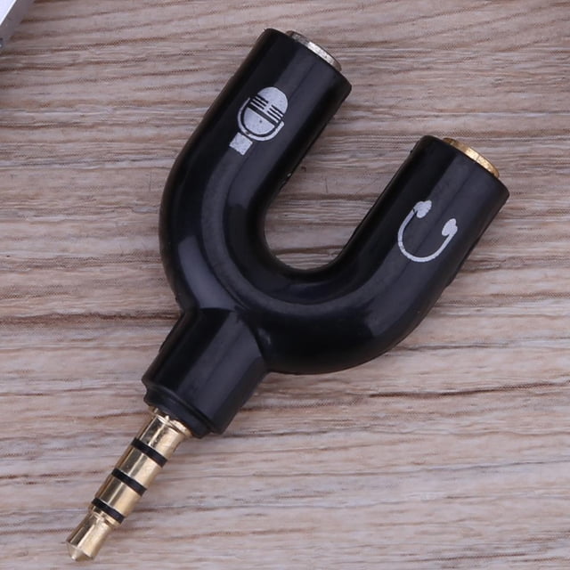Adaptador divisor en U de 2 vías para auriculares con conector de audio estéreo de 3,5 mm