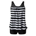 thumbnail image 3 of Danhjin Women Tankini Swimsuits Two Piece Tummy Control Bathing Suits Striped Print Swim Tank Top with Boy Shorts Swimwear on Clearance, 3 of 6
