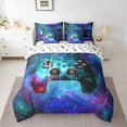 thumbnail image 2 of Manfei 3D Cyan Gamepad Bedding Comforter Set 7pcs, Mystic Glitter Galaxy Queen Bedding Sets, Teen Boy Girl Kid Reversible Queen Sheet Sets, Lightweight Room Decor, 2 of 7