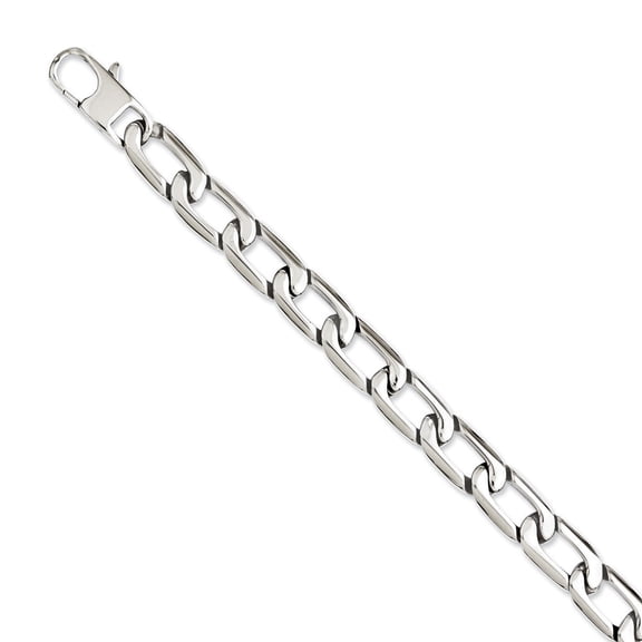 Stainless Steel Polished Squares 8.5inch Bracelet - Measures 11mm Wide
