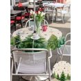 thumbnail image 4 of Outdoor Tablecloth with Umbrella Hole and Zipper, Merry Christmas Round Table Cloth 54 Inch Waterproof Tablecloth, Xmas Trees Snowflake Farmhouse Rustic Picnic Table Cover for Patio Camping, 4 of 7