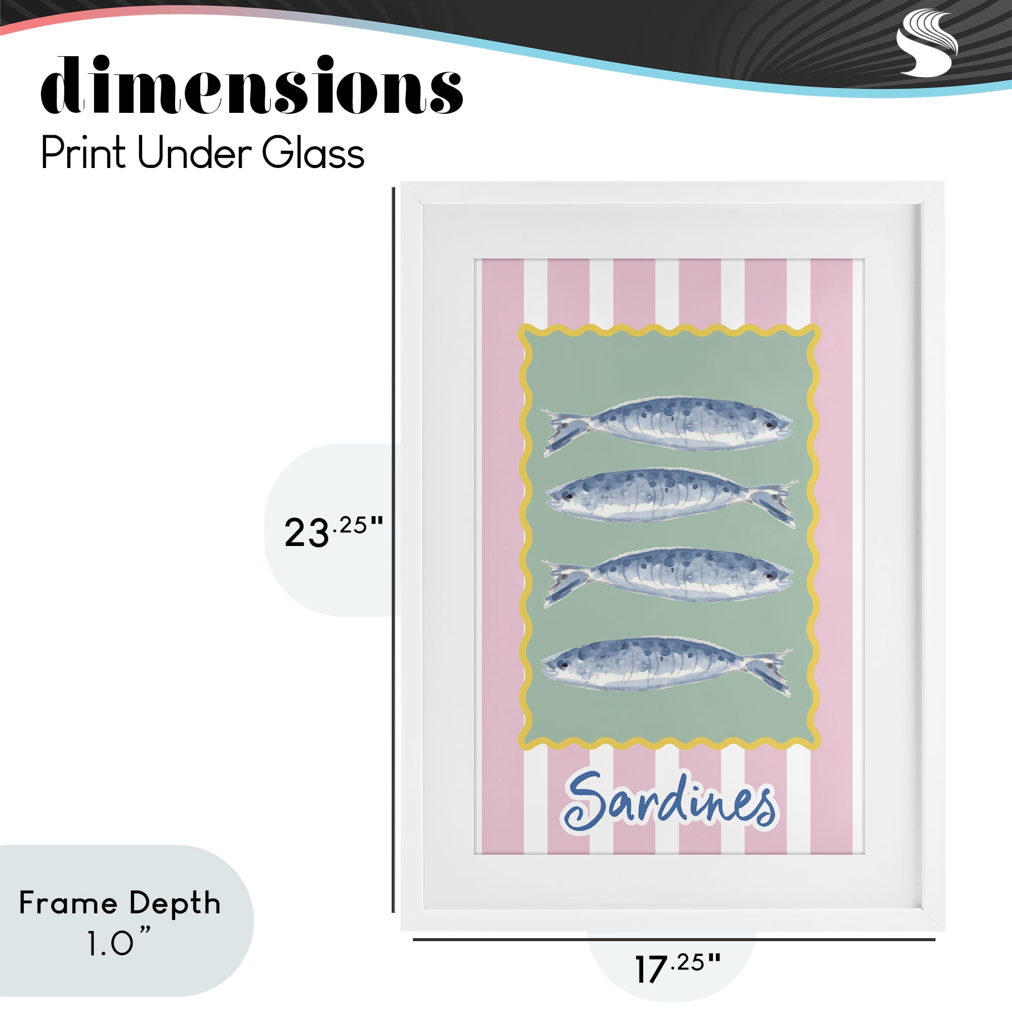Stupell Industries Pastel Striped Sardines White Framed Print Under Glass, design by Patricia Pinto