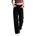 thumbnail image 5 of VBVC Women's Elastic Waist Jeans with Pockets , Decorative Buttons Denim Pants For Women, S-2XL, 5 of 6