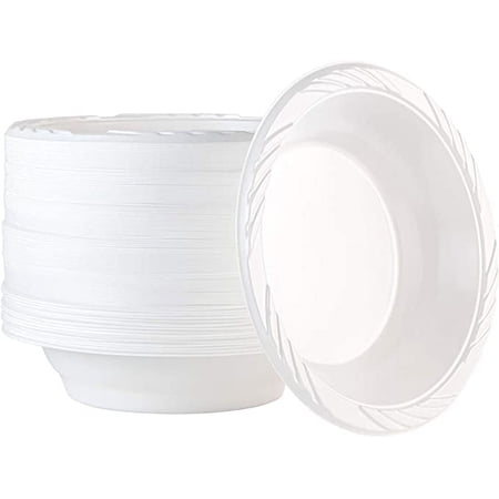VeZee 18oz Medium Weight Disposable White Plastic Soup Bowls : Perfect for home, offices, parties, restaurants, and hotels : 400CT