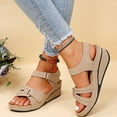 thumbnail image 6 of CAIXIA Womens Sandals Comfortable Women's Hook and Loop Strap Casual Sandals with Mid Heel Comfortable Walking Footwear for Ladies and Girls,Khaki, 6 of 8