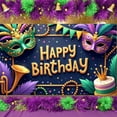 thumbnail image 3 of Colorful Feathers Banner Glittery Letters Festive Backdrop Gold Crowns Mardi Gras Masks Celebration Background for Birthday Parties Photo Shoots Indoor Decorations, 3 of 9