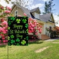 thumbnail image 5 of AZXY Happy St Patricks Day Welcome Shamrocks Garden Flag 12x18 Inch Double Sided, Green Clovers Black Background Outdoor Yard Farmhouse Decoration, 5 of 7