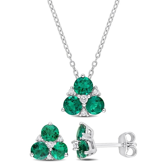 Everly Women's Created Sapphire and Created Emerald Sterling Silver Jewelry Set