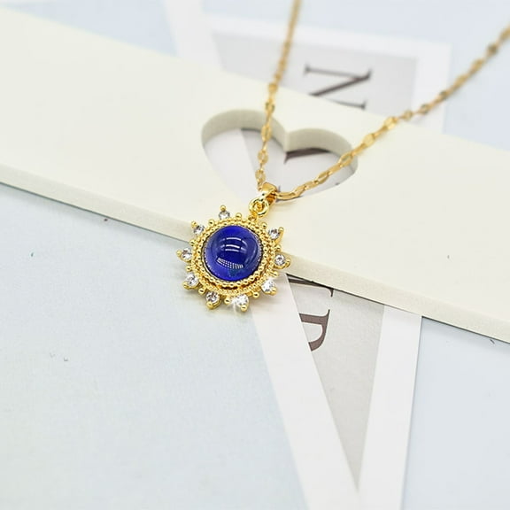 AOOOWER Sun Flower Pattern Pendant Necklace Mood Sensitive Color Changing Necklace Vintage Clavicle Necklace Statement Jewelry