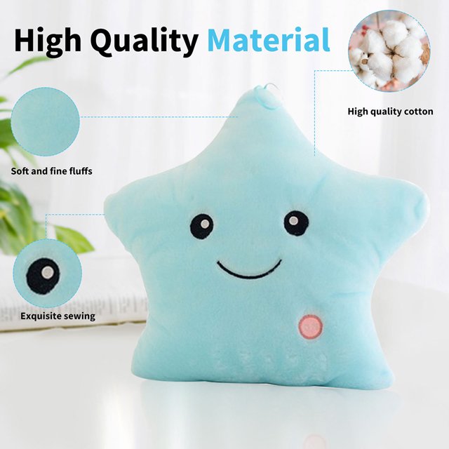 Smiled Pentagram Toys Sleep Aid Lindo cojín de felpa para niños y niñas (azul)
