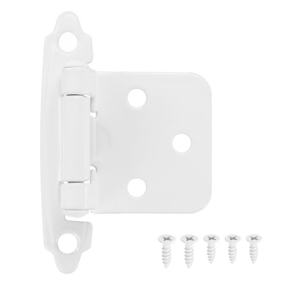 Uxcell 1/2 Inch Overlay Cabinet Hinges, 30 Pcs Self Closing Flush Mount Cabinet Door Hinges with Door Bumper, White