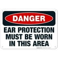 thumbnail image 1 of Danger Ear Protection Must Be Worn In This Area Sign, OSHA Danger Sign, 10x7 Aluminum, 1 of 1
