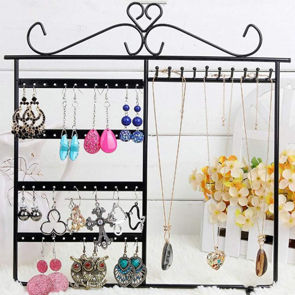 4 Panel Screen Metal Wired Jewelry Stand Earrings Necklace Ornament Holder 
