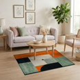 thumbnail image 3 of ODIKA 4'x6' Washable Area Rug Vinyl Record Minimalist Music Disc Bold Tone Block Retro Concentric for Home Office, Under Desk, Non-Slip Chair-Friendly, Flatwoven, 3 of 7