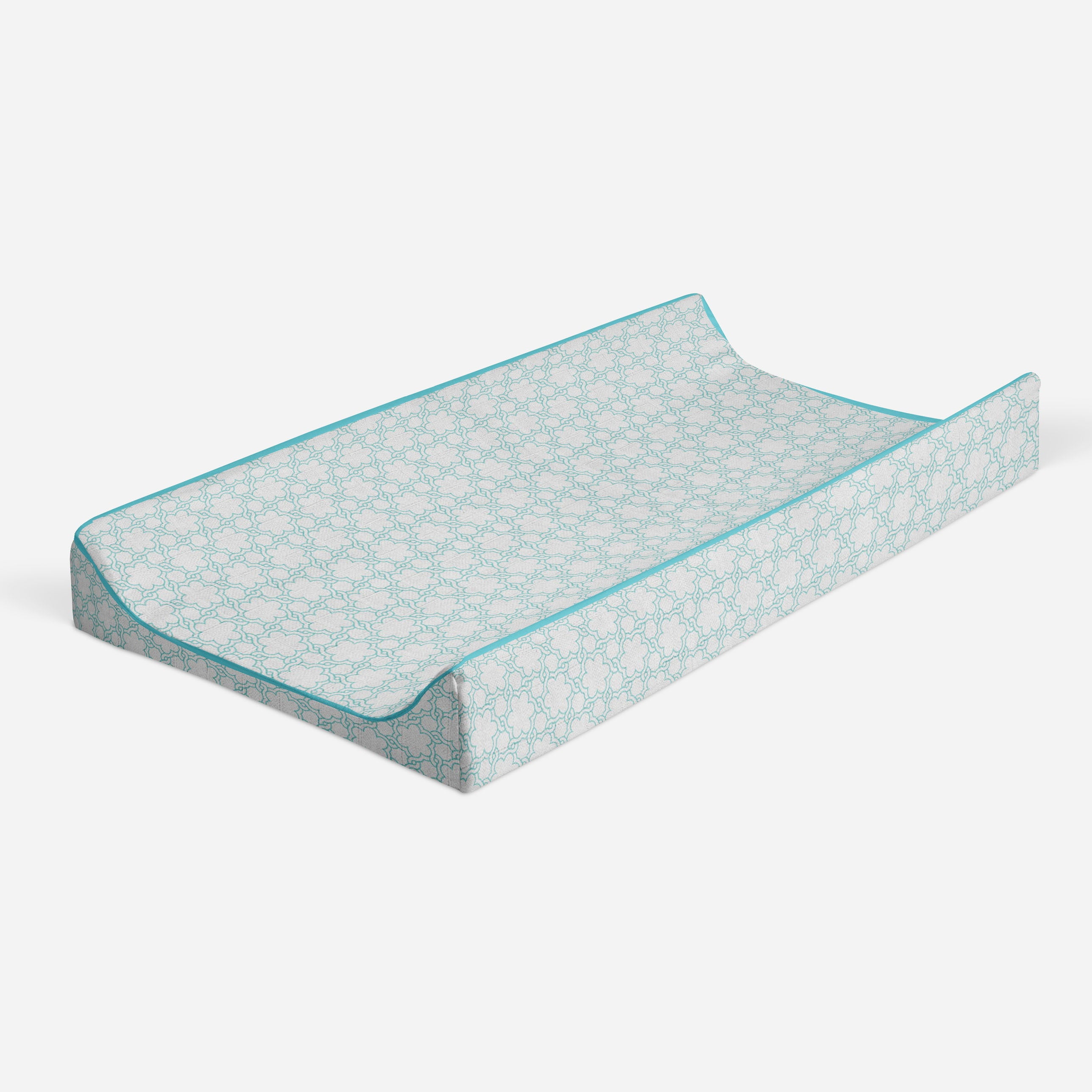 Floral Aqua Quilted Muslin Changing Pad Cover