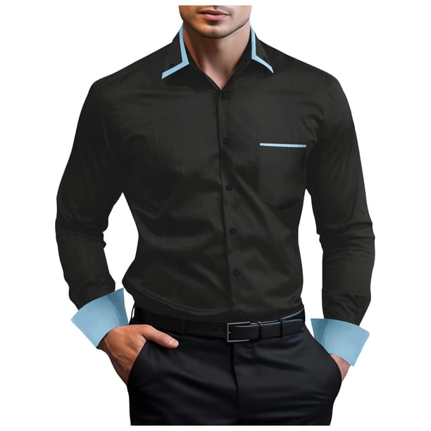 Camisa de manga larga con solapas y patchwork para hombre, cardigan informal para las vacaciones, prendas para llevar a diario al aire libre