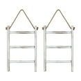 thumbnail image 1 of 2X Wall-Hanging Towel Ladder Rustic Whitewashed Wood Countertop Ladder Farmhouse Decor Towels Rack with Adjustable Rope,2 x Towel rack,White&Wood, 1 of 7