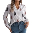 thumbnail image 3 of Blusa de Larga para Mujer, Informal, Elegante, con Estampado de Solapa, Corte Holgado, para Oficina. XL, 3 of 10