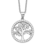 Cheryl M Sterling Silver Rhodium-plated Brilliant-cut CZ Tree Of Life 18 Inch Necklace Q-QCM1531-18