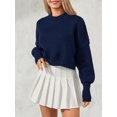 thumbnail image 2 of SUNSIOM Pull-Over Femme Couleur Unie/rayé Col Rond Manches Longues Ample Printemps Automne Décontracté Mode Urbaine, 2 of 6