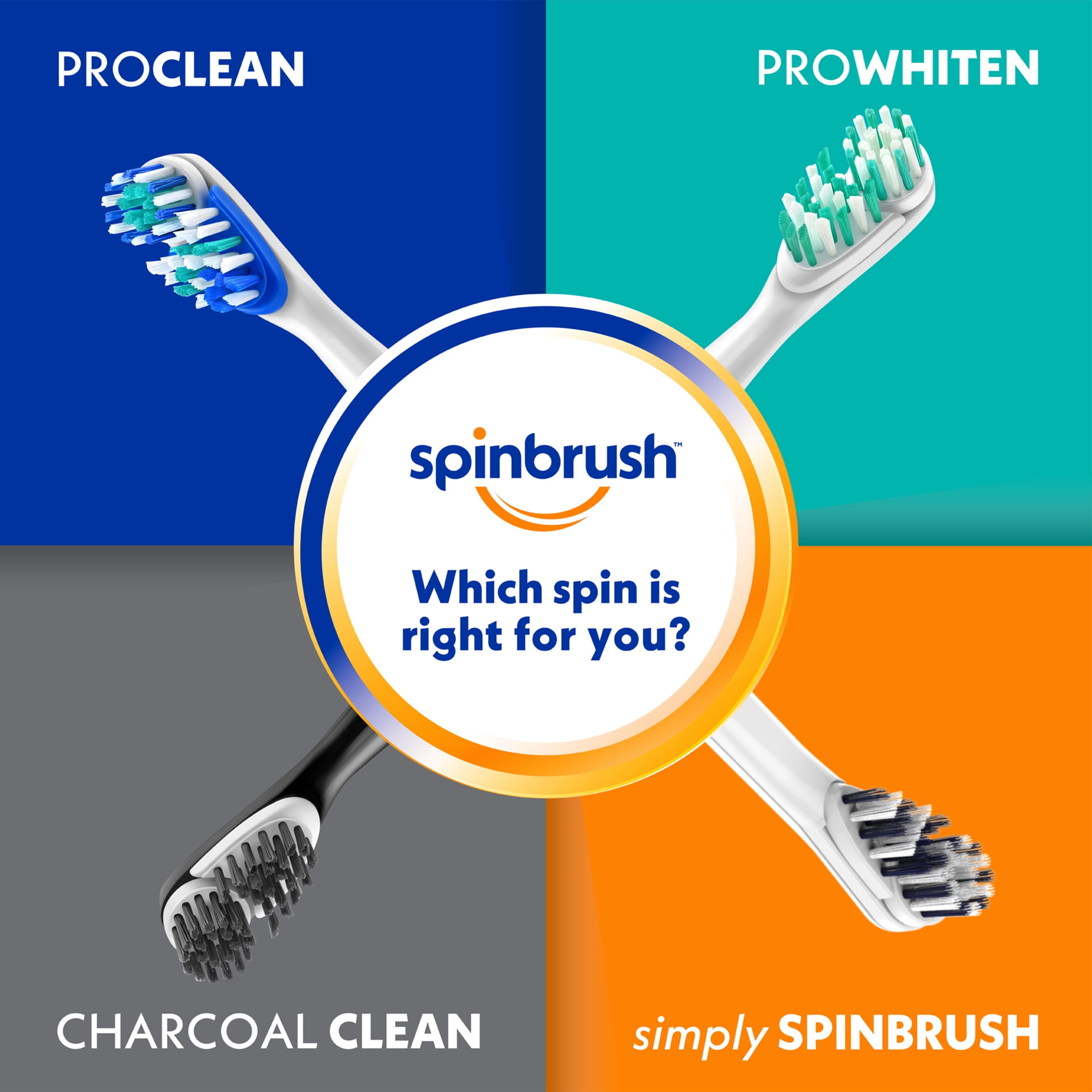 Spinbrush PRO CLEAN Refill, Soft Bristles, 2 Replacement Heads for Battery Powered Toothbrushes