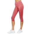 thumbnail image 4 of Juniors Active Stretch Capri Length Yoga Workout Leggings with Wide Wastband (Pink, S), 4 of 5