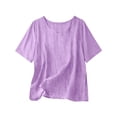 thumbnail image 3 of TAGOLD Womens Short Sleeve Round-Neck Blouses & Shirts Solid Color Round Neck Loose Half Sleeve Top, 3 of 4