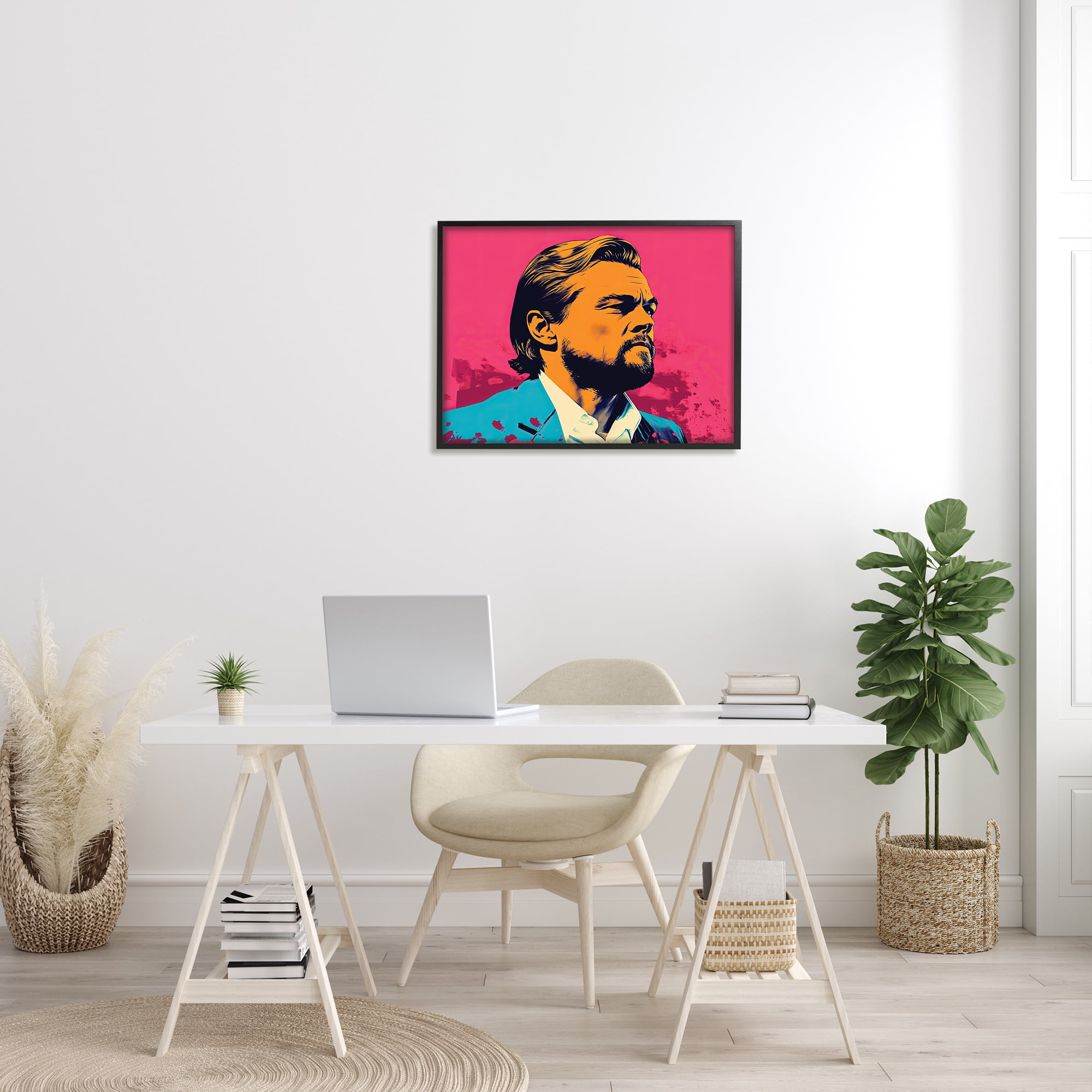 Stupell Industries Pop Style Leonardo DiCaprio Abstract Painting Black Framed Art Print Wall Art, 30 x 24