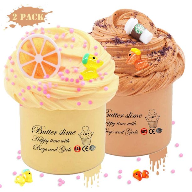 2 Pack Premium Butter Slime Kit With Yellow Color Lemon Slime And Coffee Slime Super Soft Stretchy And Non Sticky Ottoy Sludge Toy Coud Slime For Girls And Boys Walmart Com