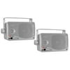 PYLE PLMR24S - 3.5-Inch 200 Watt 3-Way Weather Proof Mini Box Speaker System (Silver Color)